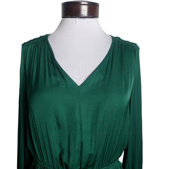 Cathrine Malandrino Airflow V-Neck Peplum Waist Blouse Emerald Green Sz: Small - Picture 5 of 11